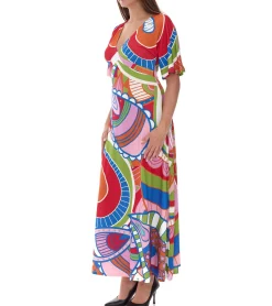 Kleider*O46bpx farbenfrohes Damen Sommer-Kleid Jersey-Kleid im Allover-Druck Design 933255 Bunt