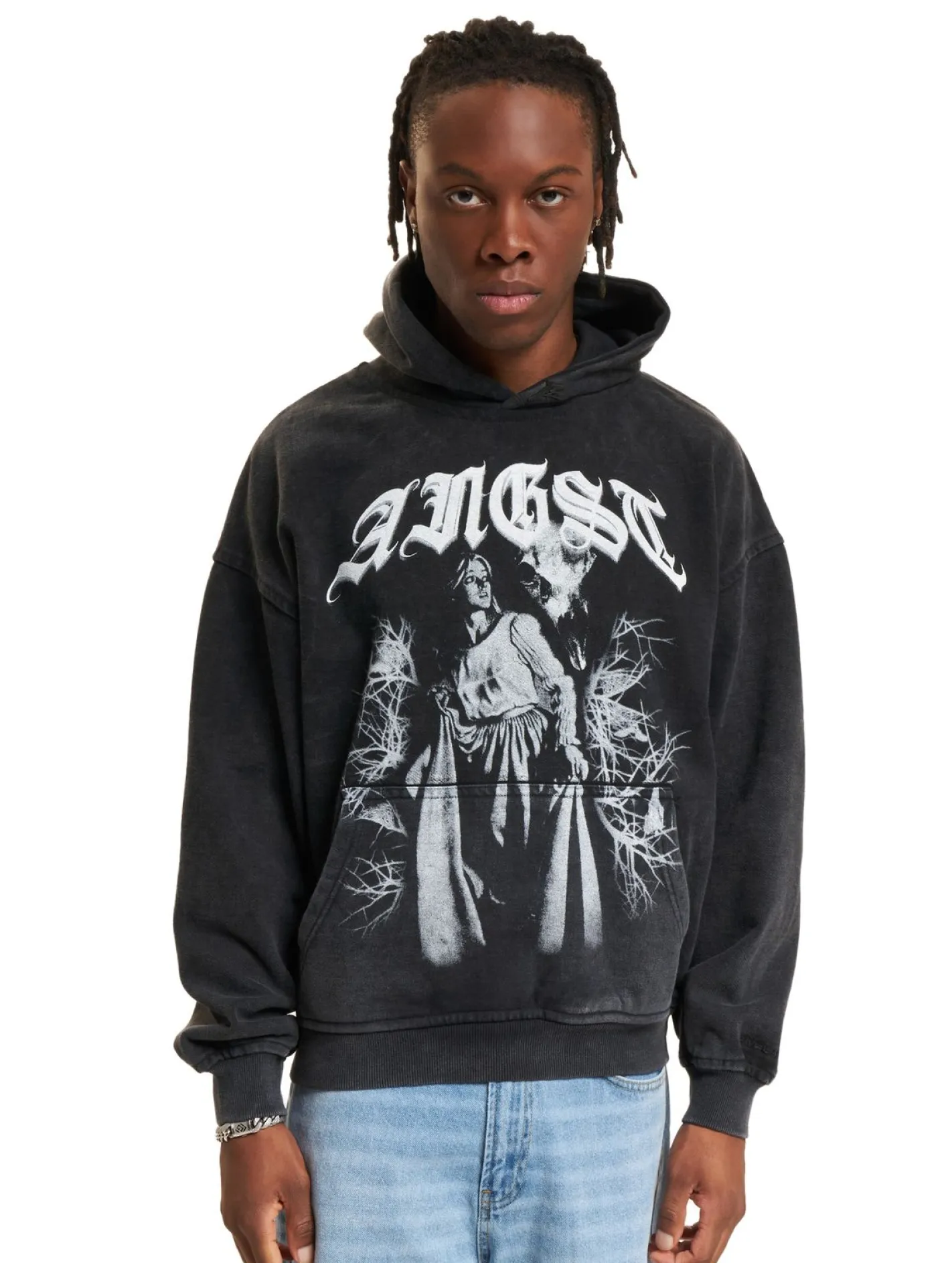 Pullover & Sweater*Favela Angst Hoodies schwarz gewaschen