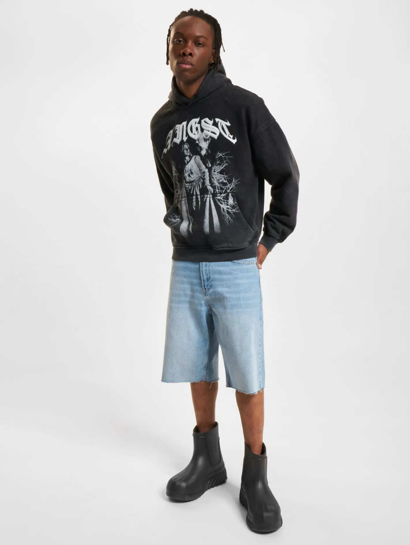 Pullover & Sweater*Favela Angst Hoodies schwarz gewaschen