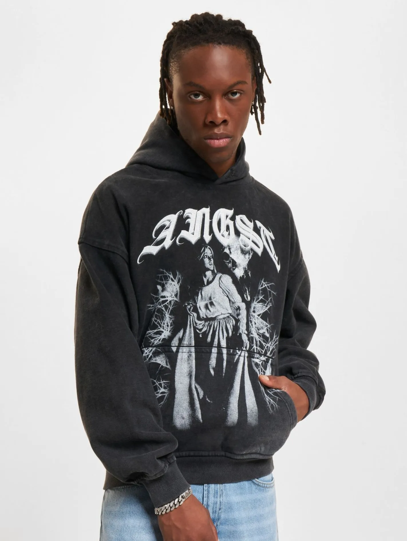 Pullover & Sweater*Favela Angst Hoodies schwarz gewaschen