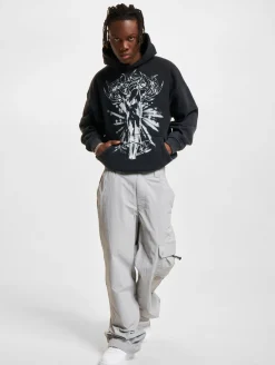 Pullover & Sweater*Favela Dawn Black Washed Hoodies schwarz gewaschen