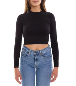 Sportoberbekleidung|Fitnessmode & Jogginghosen*FAYN SPORTS Longsleeve Crop Top Damen Sport-Shirt nahtloses Yoga-Shirt 47005506 Schwarz