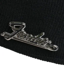 Caps & Mützen*BioworldMerch Fender Beanie mit Metall-Logo Strick-Mütze vom bekannten Gitarren-Hersteller Fan-Beanie KC230303FEN Schwarz