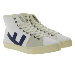 Sneaker & Turnschuhe*FLAMINGOS LIFE El Camino High-Top Sneaker faire- und nachhaltige City-Schuhe aus Canvas Made in Spain Weiß/Navy