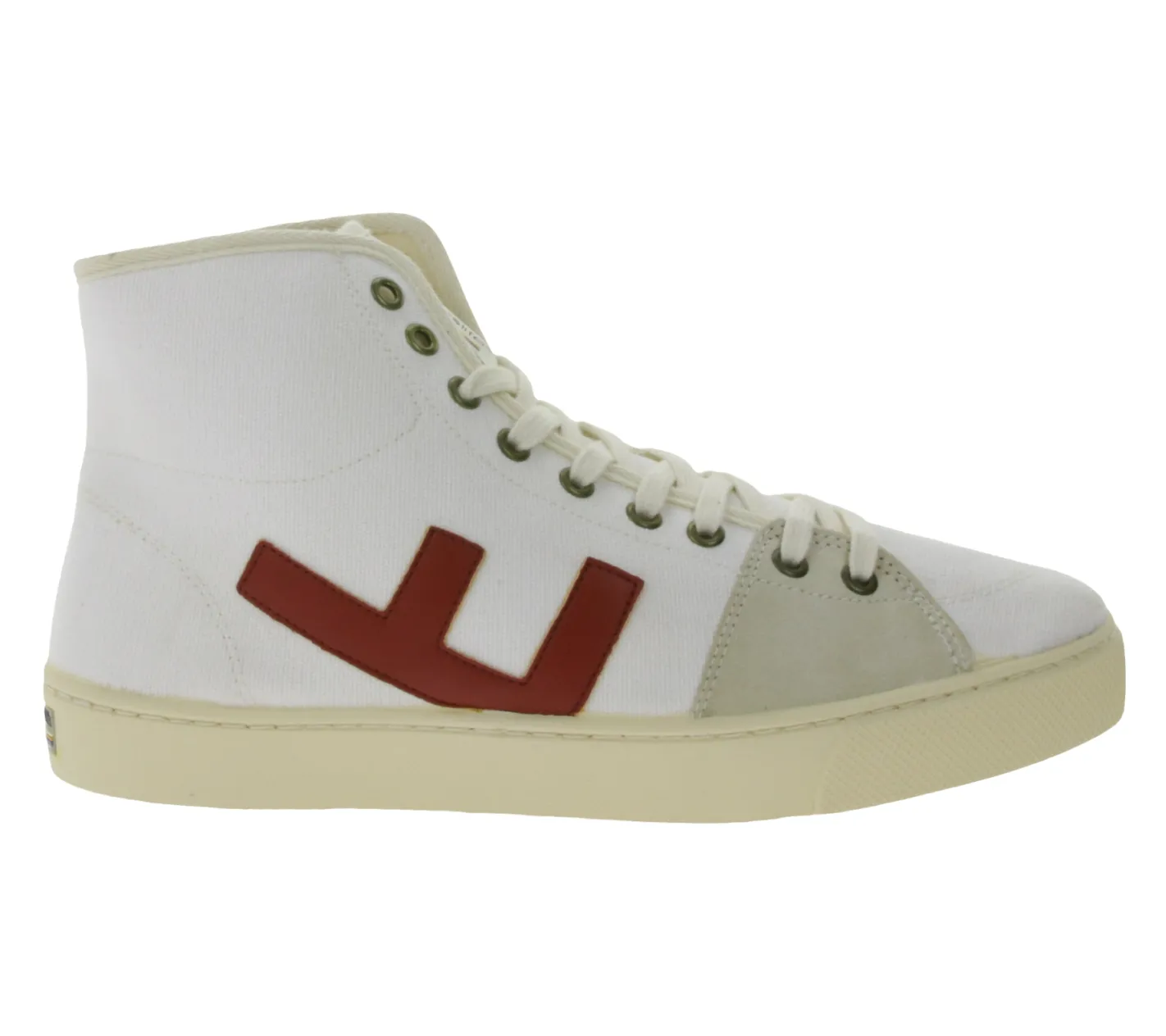 Sneaker & Turnschuhe*FLAMINGOS LIFE El Camino High-Top Sneaker faire- und nachhaltige Alltags-Schuhe aus Canvas Made in Spain Weiß/Rot