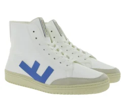 Sneaker & Turnschuhe*FLAMINGOS LIFE Old 80`s Sneaker faire- und nachhaltige High-Top Sneaker Knöchelhohe-Schuhe Made in Spain SS21O8WHIBLMO Weiß/Blau