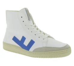 Sneaker & Turnschuhe*FLAMINGOS LIFE Old 80`s Sneaker faire- und nachhaltige High-Top Sneaker Knöchelhohe-Schuhe Made in Spain SS21O8WHIBLMO Weiß/Blau