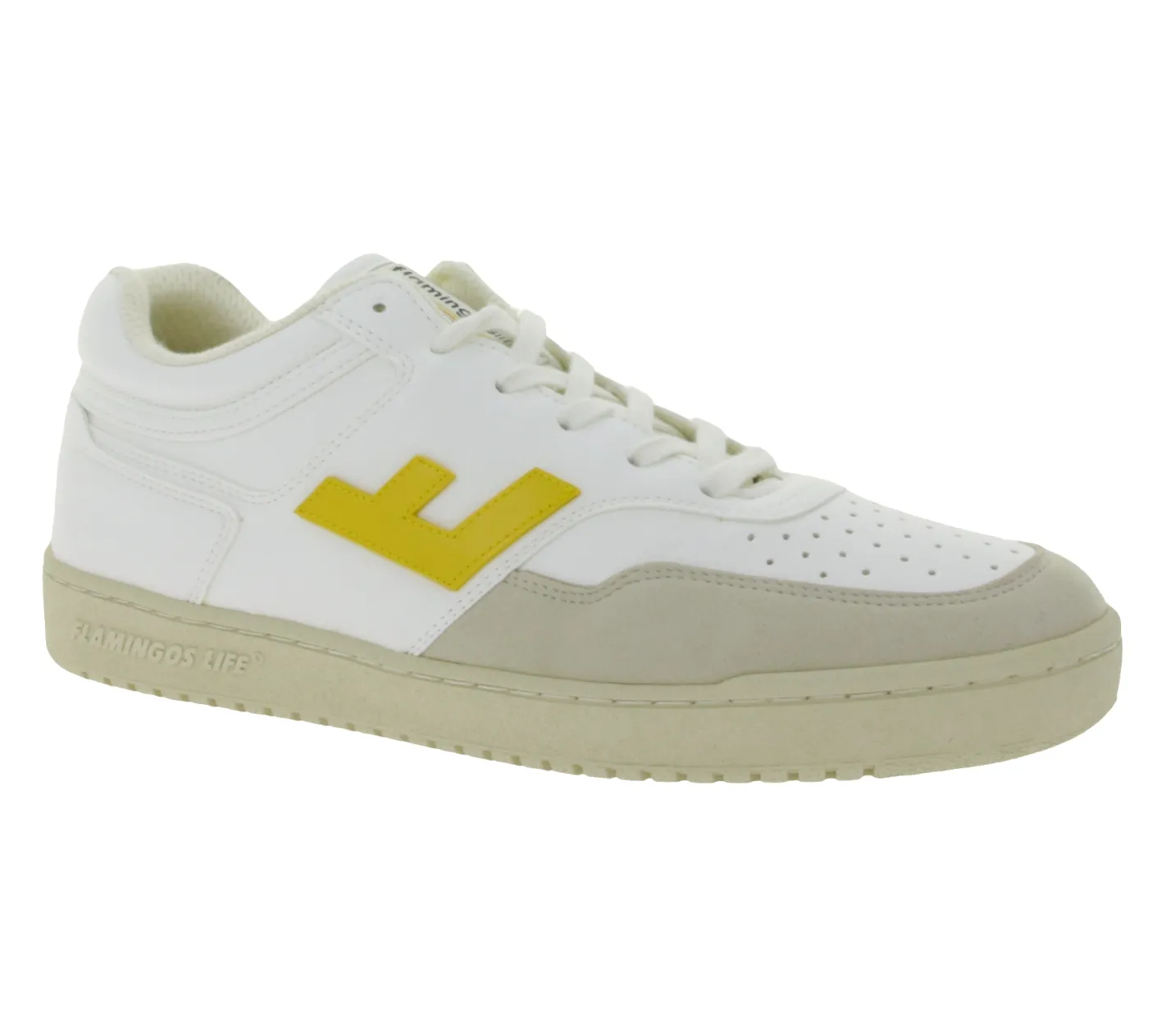 Sneaker & Turnschuhe*FLAMINGOS LIFE Retro 90`s Sneaker vegane Freizeit-Schuhe Low-Top Sneaker Made in Spain FW21R9WHIYELMON Weiß/Gelb