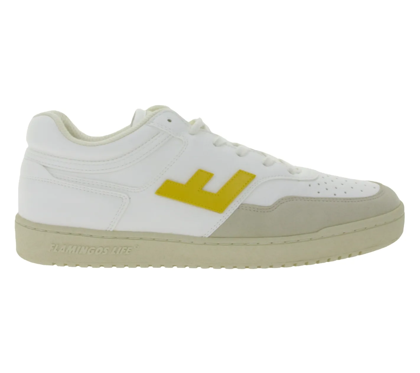 Sneaker & Turnschuhe*FLAMINGOS LIFE Retro 90`s Sneaker vegane Freizeit-Schuhe Low-Top Sneaker Made in Spain FW21R9WHIYELMON Weiß/Gelb