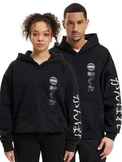 Sweater & Pullover|Pullover & Sweater*Fokus x Def World Zip Hoodies schwarz/offwhite