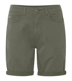 Shorts & Bermudas*FQ1924 Josh Herren Freizeit-Bermuda Shorts Baumwoll-Hose mit Krempelsaum kurze Hose 21900320 180515 Olive