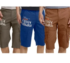 Große Größen|Shorts & Bermudas*FQ1924 Mael Herren Freizeit-Bermuda Cargo-Shorts Baumwoll-Hose Sommer-Hose 21900196 Blau, Braun oder Khaki