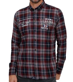Hemden & Poloshirts*FQ1924 Thorvid Herren Hemd kariertes Langarm-Hemd nachhaltiges Hemd aus Baumwolle 21900072-ME /Rot/Blau Schwarz/Weiß