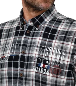 Hemden & Poloshirts*FQ1924 Thorvid Herren Karo-Hemd nachhaltiges Baumwoll-Hemd 21900072-ME 193911 Schwarz/Weiß