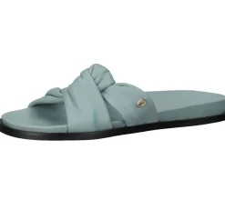 Zehentrenner & Sandalen*Fred de la Bretoniere FRED DELA BRETONIERE Damen Pantolette Echtleder-Sandale mit geknotetem Riemen Sommer-Schuhe 170010217 Hellblau