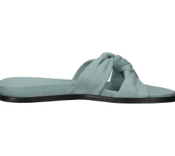 Zehentrenner & Sandalen*Fred de la Bretoniere FRED DELA BRETONIERE Damen Pantolette Echtleder-Sandale mit geknotetem Riemen Sommer-Schuhe 170010217 Hellblau