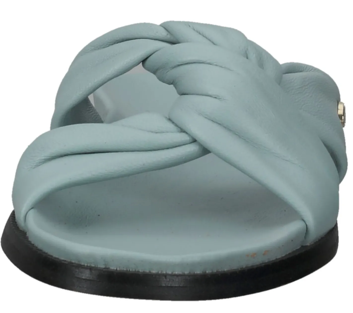 Zehentrenner & Sandalen*Fred de la Bretoniere FRED DELA BRETONIERE Damen Pantolette Echtleder-Sandale mit geknotetem Riemen Sommer-Schuhe 170010217 Hellblau