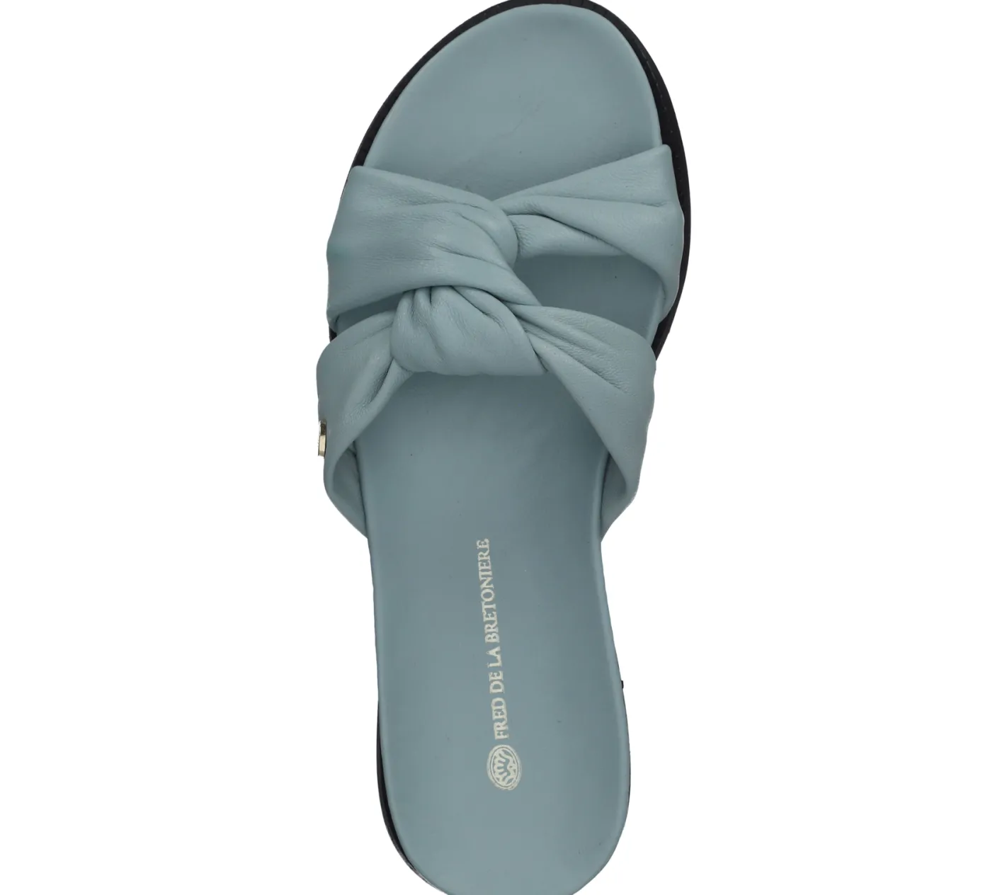 Zehentrenner & Sandalen*Fred de la Bretoniere FRED DELA BRETONIERE Damen Pantolette Echtleder-Sandale mit geknotetem Riemen Sommer-Schuhe 170010217 Hellblau