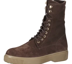 Boots & Stiefel*Fred de la Bretoniere FRED DELA BRETONIERE Damen Stiefel Echtleder-Schuhe Schnür-Stiefel 184010063 Dunkelbraun