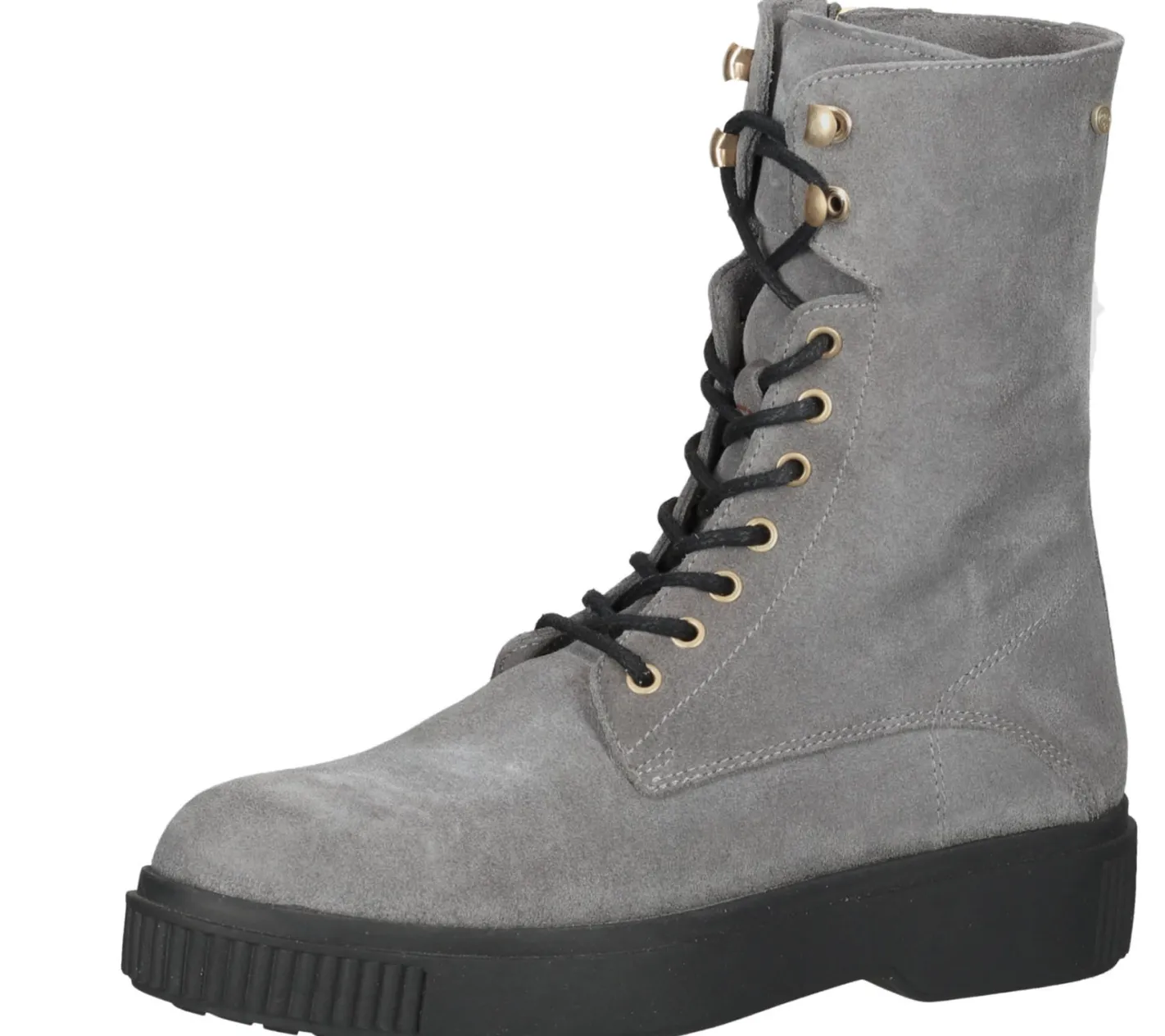 Boots & Stiefel*Fred de la Bretoniere FRED DELA BRETONIERE Damen Stiefel Echtleder-Schuhe Schnür-Stiefel 184010063 Hellgrau