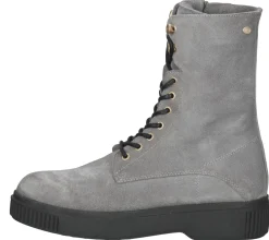 Boots & Stiefel*Fred de la Bretoniere FRED DELA BRETONIERE Damen Stiefel Echtleder-Schuhe Schnür-Stiefel 184010063 Hellgrau