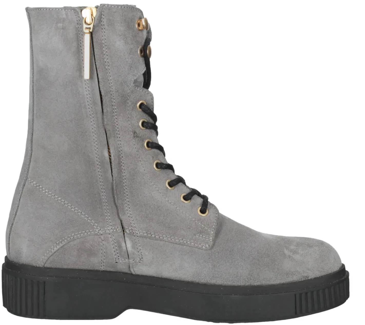 Boots & Stiefel*Fred de la Bretoniere FRED DELA BRETONIERE Damen Stiefel Echtleder-Schuhe Schnür-Stiefel 184010063 Hellgrau