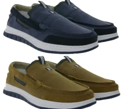 Slipper & Mokassins*Gaastra Herren Slipper zeitlose Low-Top Schuhe mit Echtleder-Anteil Mokassins in Braun oder Blau