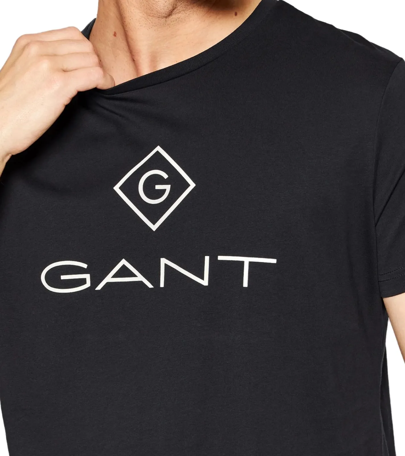 T-Shirts & Tank Tops*GANT Herren T-Shirt mit großem Marken-Print Baumwoll-Shirt Rundhals-Shirt 2023000 5 Schwarz
