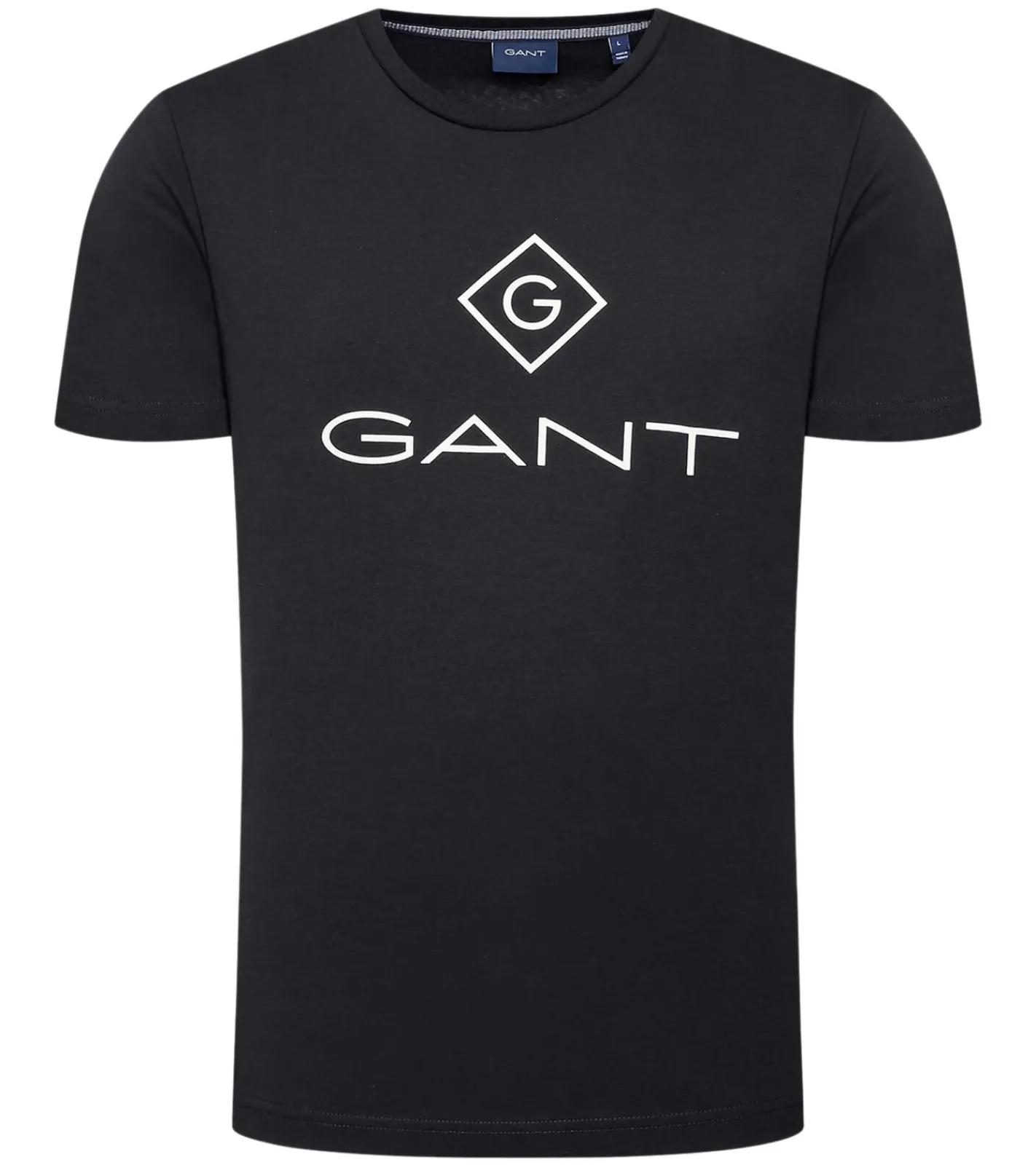 T-Shirts & Tank Tops*GANT Herren T-Shirt mit großem Marken-Print Baumwoll-Shirt Rundhals-Shirt 2023000 5 Schwarz