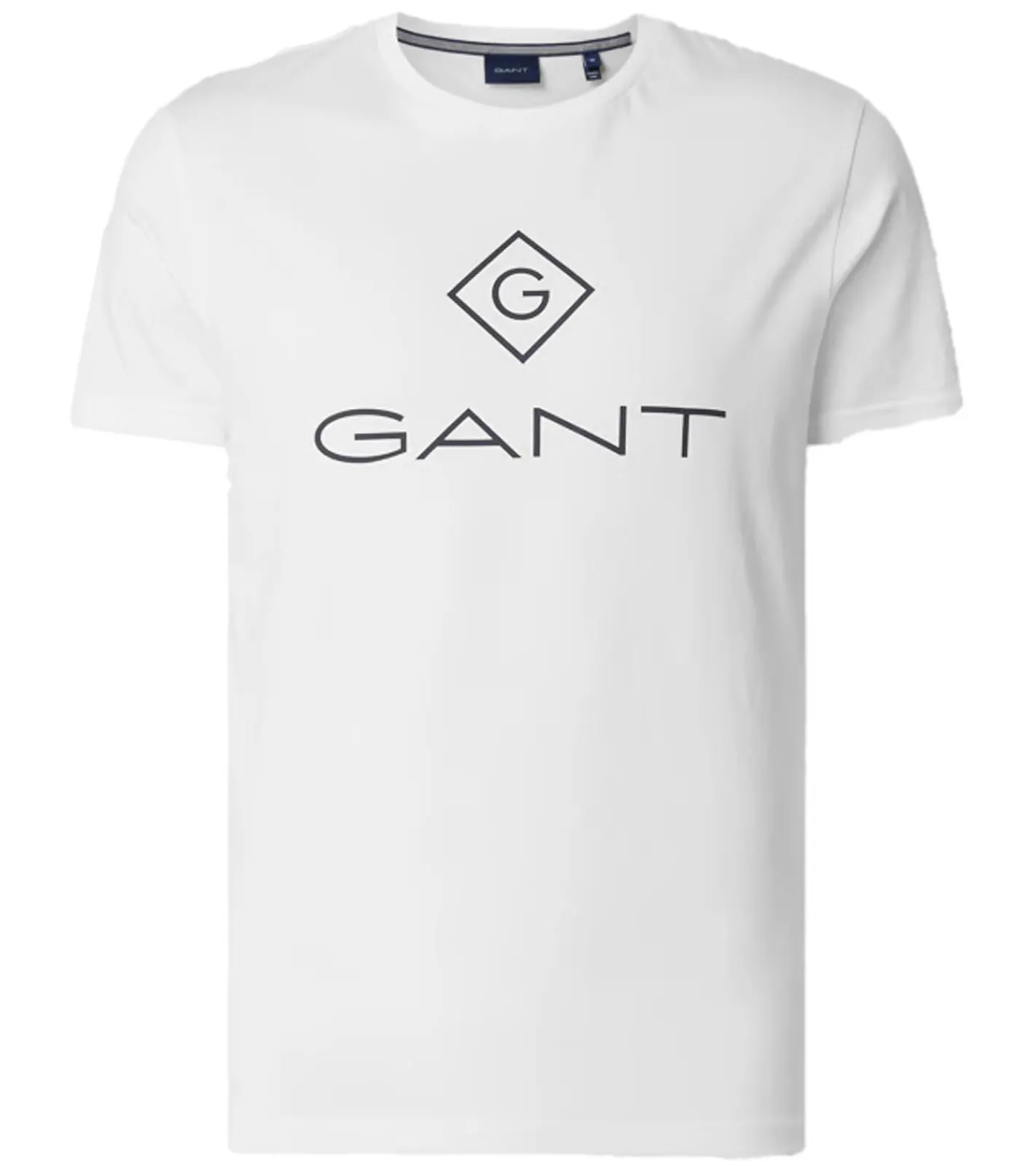 T-Shirts & Tank Tops*GANT Herren T-Shirt mit großem Marken-Print Baumwoll-Shirt Rundhals-Shirt 2023000 110 Weiß