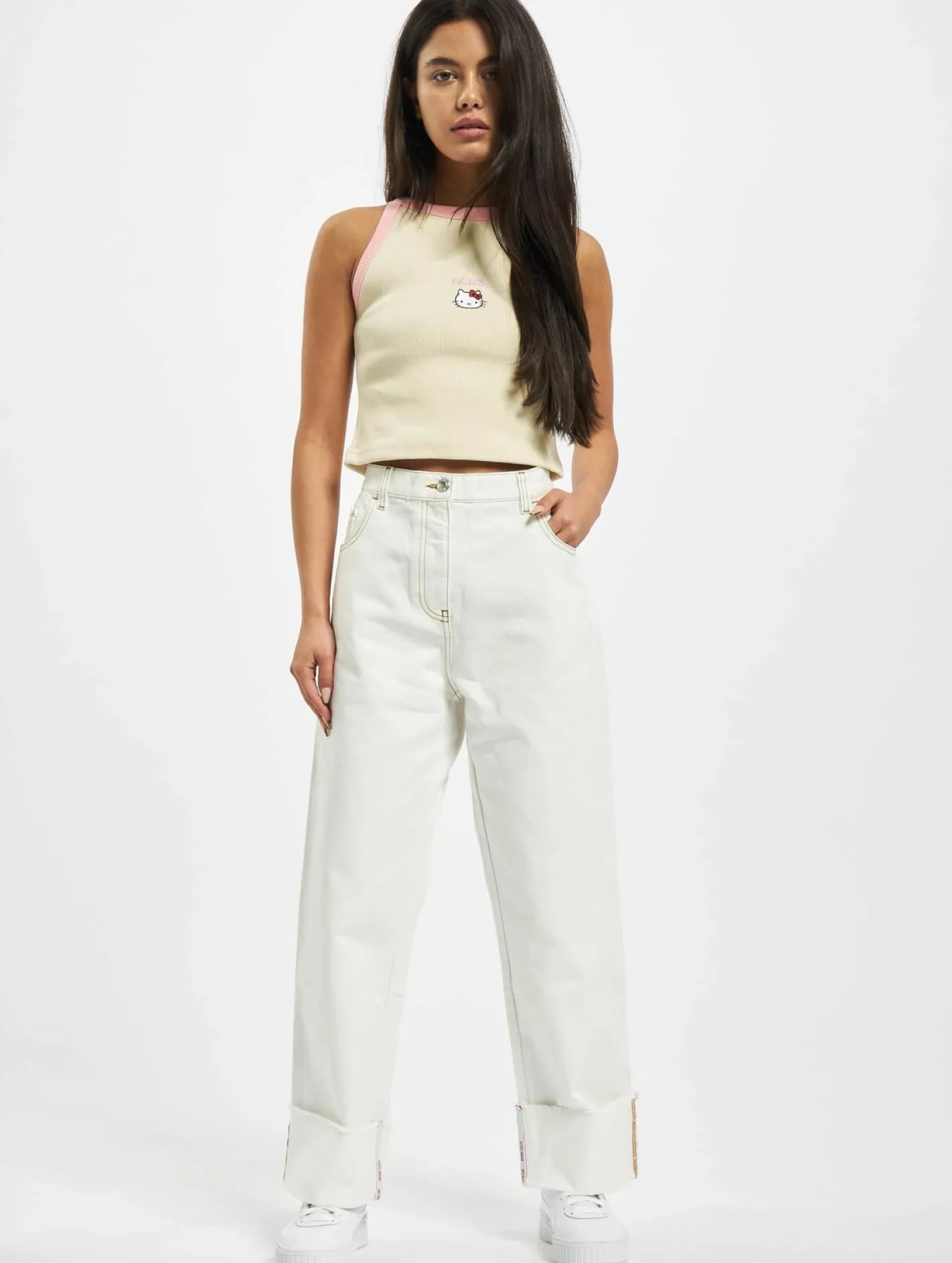 Hosen & Jeans*GCDS Plain Straight Fit Jeans weiß