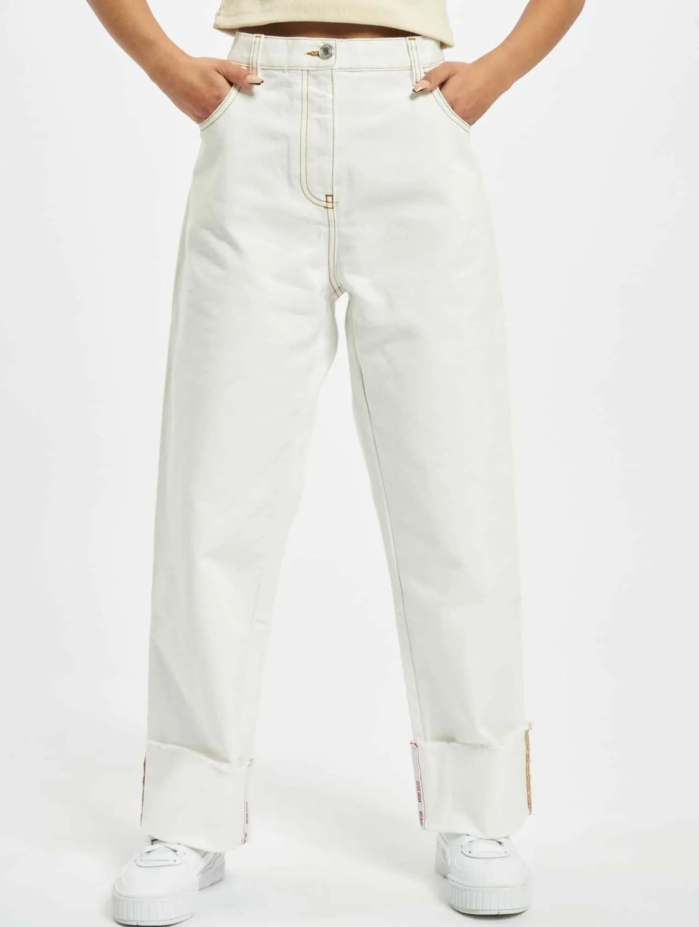 Hosen & Jeans*GCDS Plain Straight Fit Jeans weiß