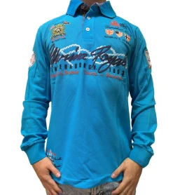 Hemden & Poloshirts*GEOGRAPHICAL NORWAY Kipawa Herren Polo-Shirt mit Knopfleiste Langarm-Shirt Baumwoll-Shirt Schwarz, Türkis oder Navy