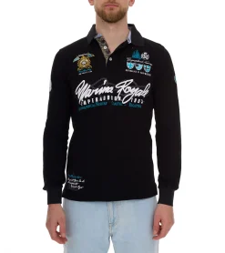 Hemden & Poloshirts*GEOGRAPHICAL NORWAY Kipawa Herren Polo-Shirt mit Knopfleiste Langarm-Shirt Baumwoll-Shirt Schwarz, Türkis oder Navy