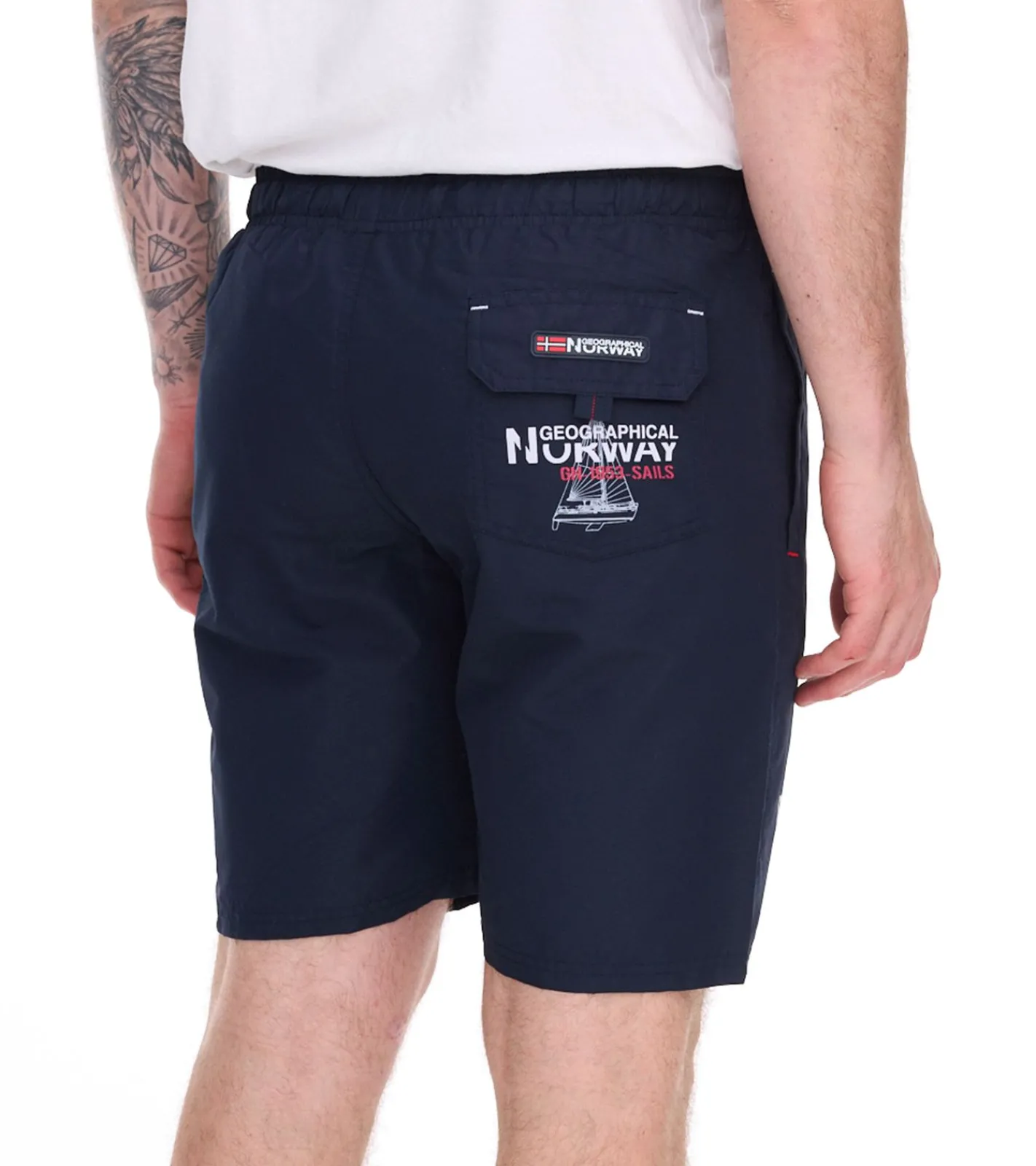 Nachtwäsche & Bademode|Shorts & Bermudas*GEOGRAPHICAL NORWAY Quara/Quoyal Herren Badehose Schwimm-Hose mit Logo-Print Bade-Shorts mit Taschen Schwimm-Shorts Navy oder Pink