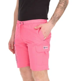 Nachtwäsche & Bademode|Shorts & Bermudas*GEOGRAPHICAL NORWAY Quara Herren Schwimm-Hose mit Print und Farbakzenten Badehose stylische Schwimm-Shorts 001 Rosa