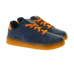Turnschuhe*GEOX RESPIRA Kommodor Kinder Alltags-Sneaker mit atmungsaktiver Sohle Freizeit-Schuhe für Jungen und Mädchen J745PB 0BCBU , Blau/Gelb oder Schwarz/Grau Blau/Orange