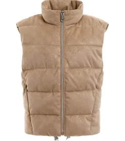 Mäntel & Jacken*GUESS Damen Weste ärmellose Übergangs-Weste mit geprägtem 4G Logo Stepp-Weste W3YN38WFIY0 A10L Beige