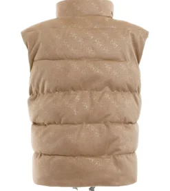 Mäntel & Jacken*GUESS Damen Weste ärmellose Übergangs-Weste mit geprägtem 4G Logo Stepp-Weste W3YN38WFIY0 A10L Beige