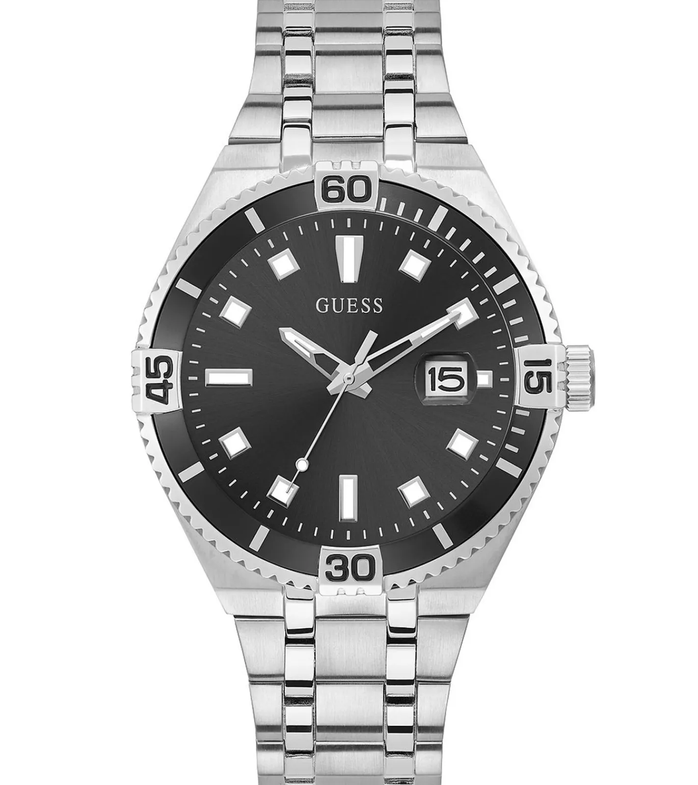 Herrenuhren|Herrenuhren*GUESS Premier Herren Armbanduhr mit Datumsanzeige Quarz-Uhr 45mm GW0330G1 Silber