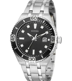 Herrenuhren|Herrenuhren*GUESS Premier Herren Armbanduhr mit Datumsanzeige Quarz-Uhr 45mm GW0330G1 Silber