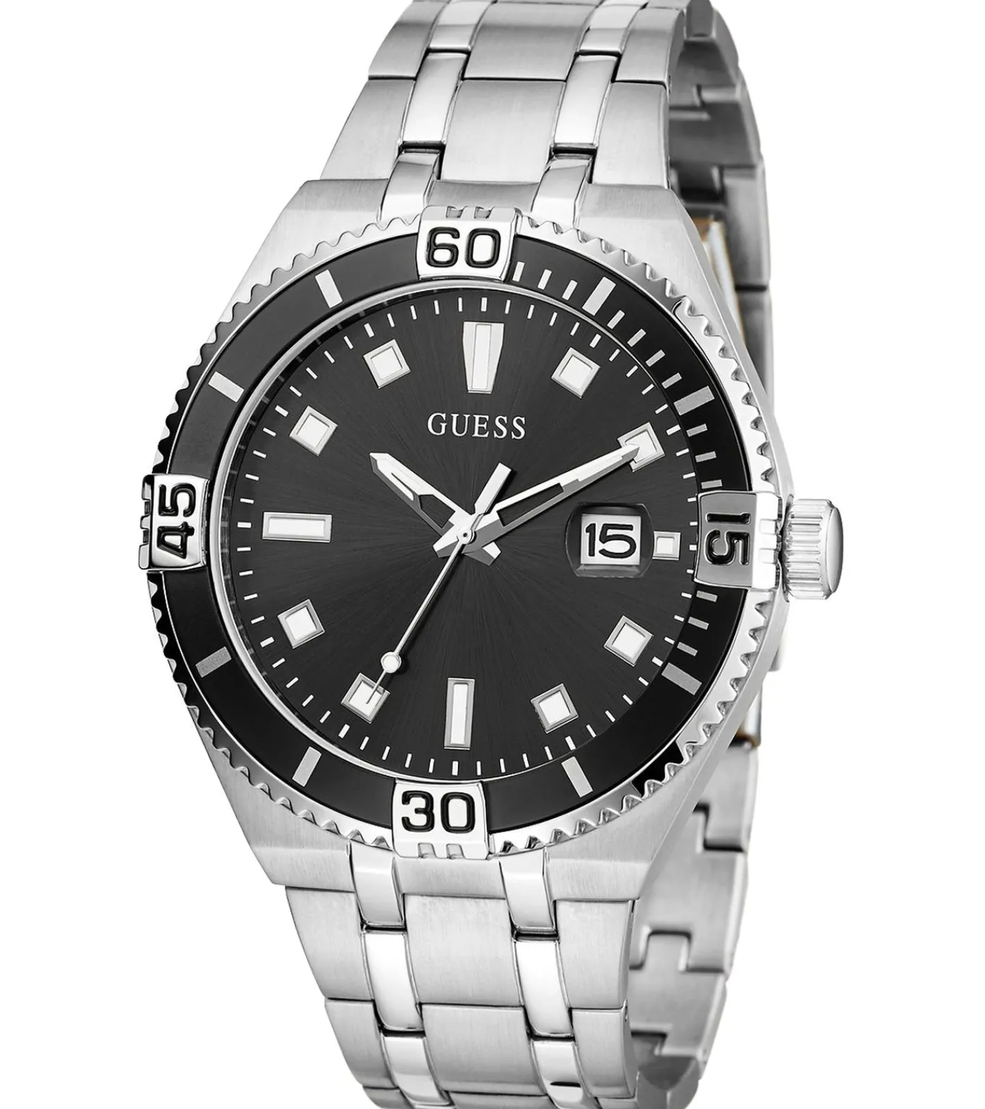 Herrenuhren|Herrenuhren*GUESS Premier Herren Armbanduhr mit Datumsanzeige Quarz-Uhr 45mm GW0330G1 Silber