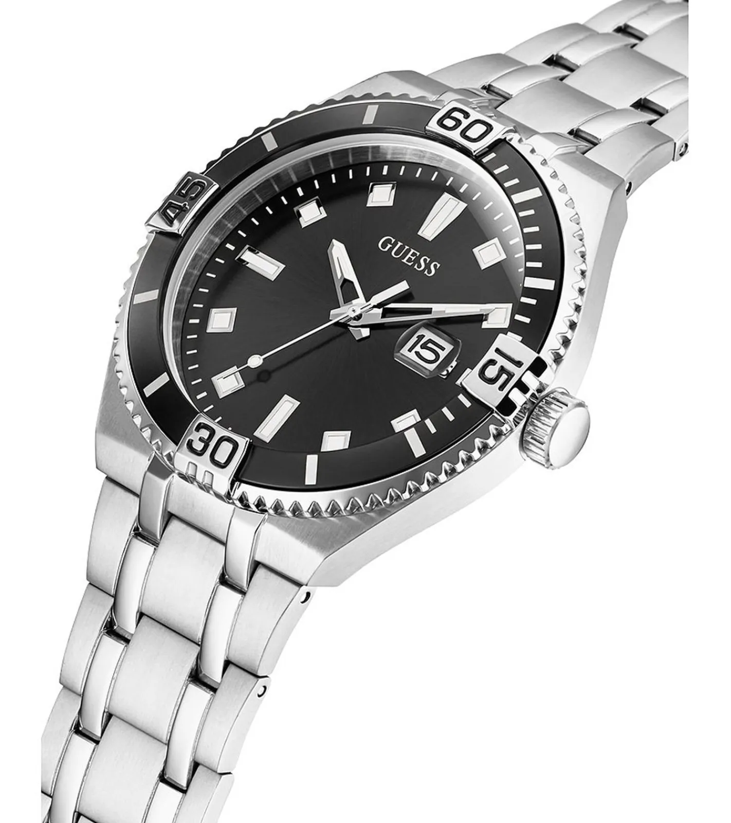 Herrenuhren|Herrenuhren*GUESS Premier Herren Armbanduhr mit Datumsanzeige Quarz-Uhr 45mm GW0330G1 Silber