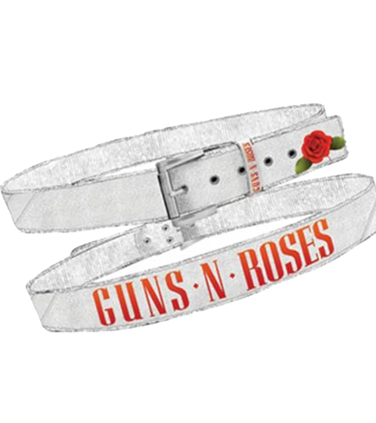 Gürtel*BioworldMerch Guns N' Roses Gürtel im Vintage-Look Einheitsgröße 100cm mit Logo-Schriftzug Freizeit-Gürtel BT104882GNR Weiß