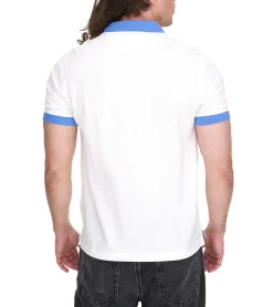 Hemden & Poloshirts*HACKETT LONDON GOLF Herren Baumwoll-Shirt Polo-Shirt Kurzarm-Shirt Pique-Strick HMX1005D Weiß/Hellblau