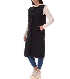 Mäntel & Jacken*HECHTER PARIS Damen lange Stepp-Weste mit durchgehender Knopfleiste Outdoor-Weste 53241934 Schwarz