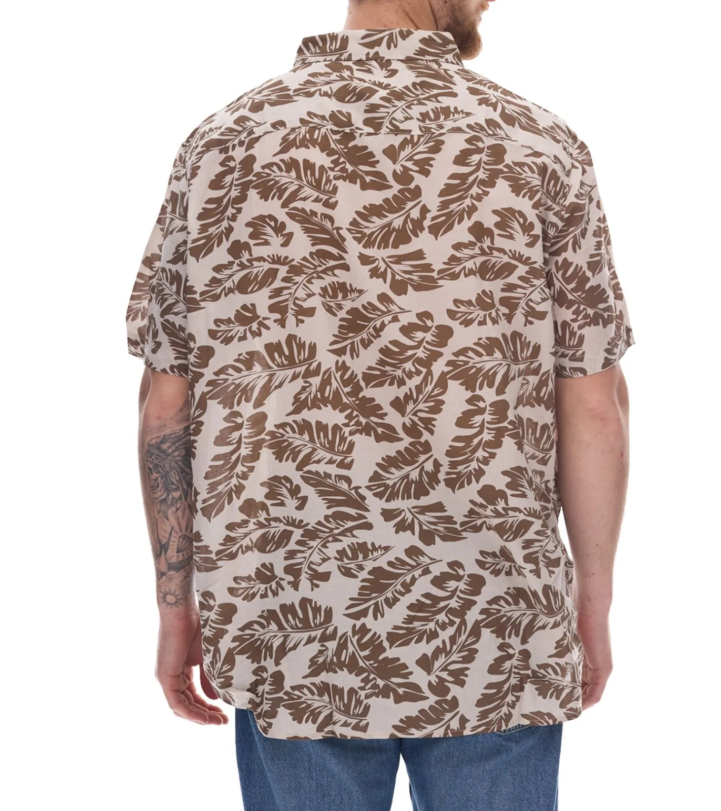 Hemden & Poloshirts*O46bpx Herren Baumwoll-Hemd Kurzarm-Hemd Sommer-Hemd Urlaubs-Shirt 910579 Beige/Braun