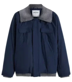 Jacken & Mäntel*O46bpx Herren Übergangs-Jacke mir gerippten Details schlichte Alltags-Jacke 904745 Blau/Grau