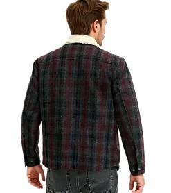 Hemden & Poloshirts|Jacken & Mäntel*O46bpx Herren Hemd-Jacke Kunstfelljacke im Karo-Muster modisches Langarm-Hemd 957592 Schwarz/Grau/Rot