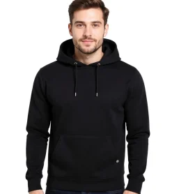 Pullover & Sweater*O46R Herren Hoodie Kapuzen-Pullover Basic-Pullover moderner Baumwoll-Pullover Sweater Schwarz